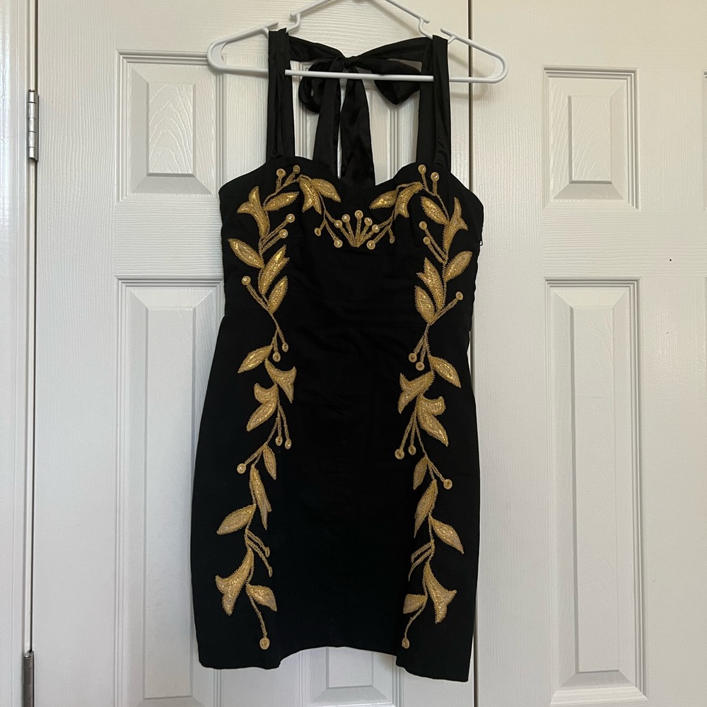 Free People Black Embroidered Dress
